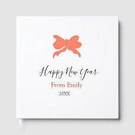 Terracotta bow happy new year name year boho retro gästböcker