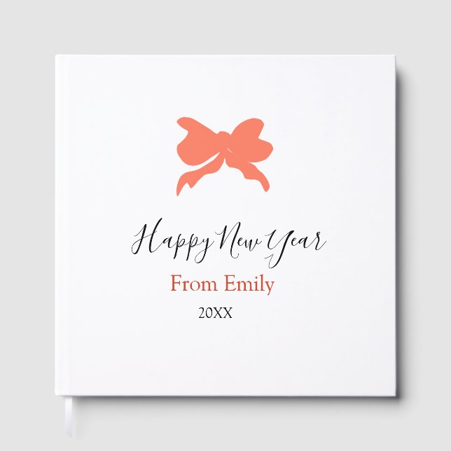 Terracotta bow happy new year name year boho retro gästböcker (Framsida)