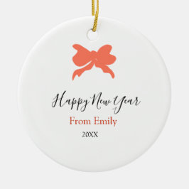 Terracotta bow happy new year name year boho retro julgransprydnad keramik