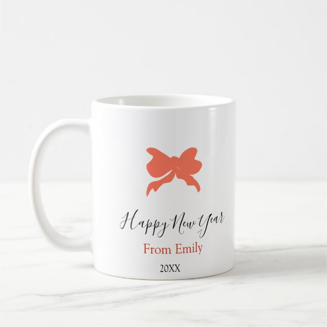 Terracotta bow happy new year name year boho retro kaffemugg (Vänster)