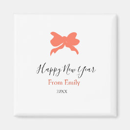 Terracotta bow happy new year name year boho retro magnet