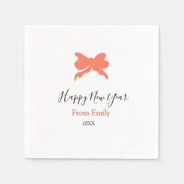 Terracotta bow happy new year name year boho retro pappersservett