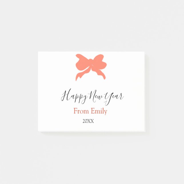 Terracotta bow happy new year name year boho retro post-it block (Framsida)
