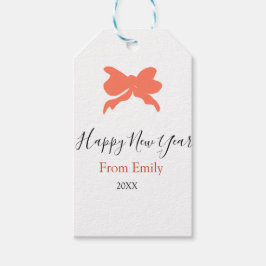 Terracotta bow happy new year name year boho retro presentetikett