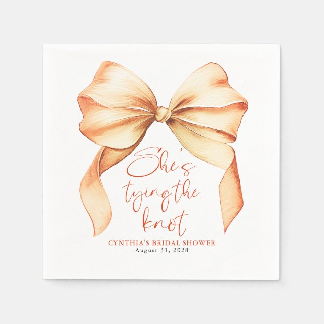 Terracotta Bow She's Tying the Knot Bridal Shower Pappersservett (Framsidan)