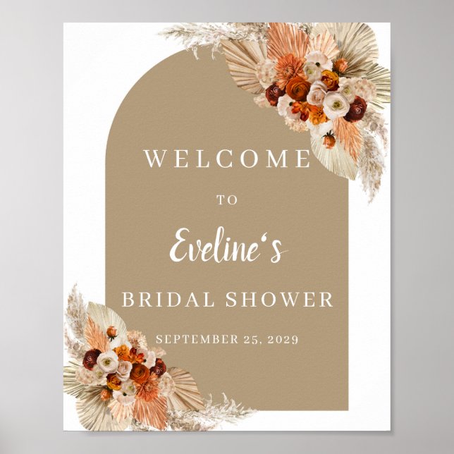 Terracotta brände in orange burgundy boho välkomst poster (Framsidan)