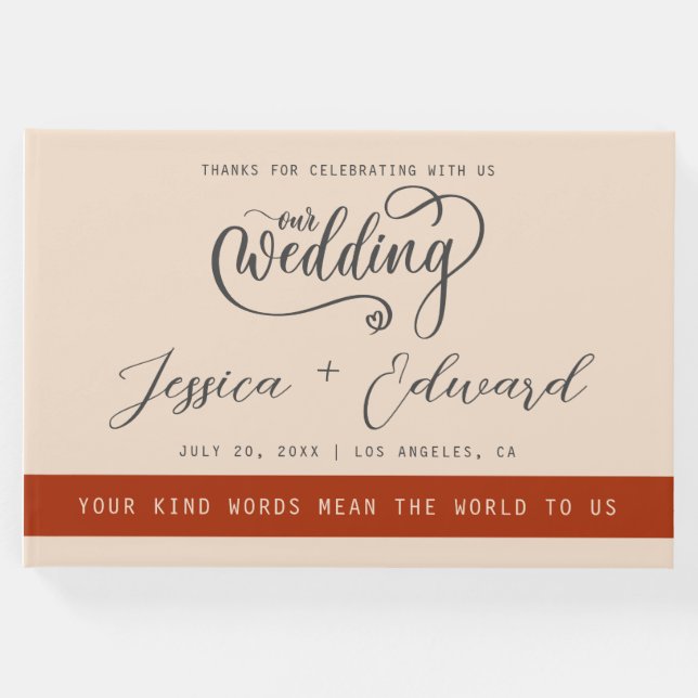 Terracotta Bränner Orangens Elegant Modern minimal Gästböcker (Framsida)