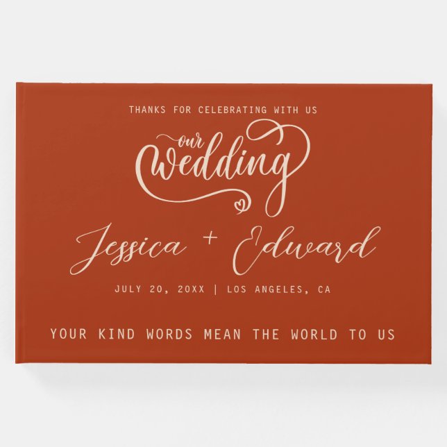 Terracotta Bränner Orangens Elegant Modern minimal Gästböcker (Framsida)