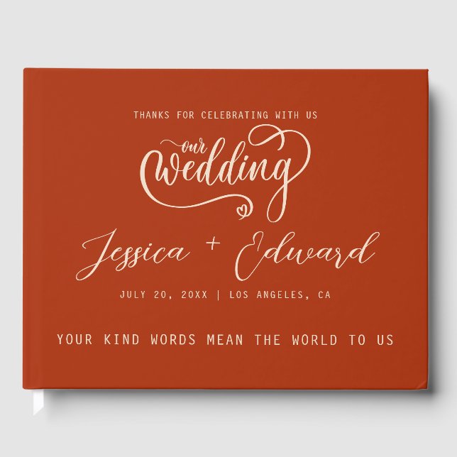 Terracotta Bränner Orangens Elegant Modern minimal Gästböcker (Framsida)