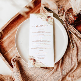Terracotta Bröllop Menu | Boho Pampas Grass