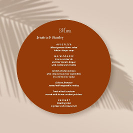 Terracotta Bröllop Menu-kort av enkel och elegant Meny