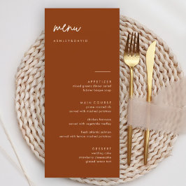 Terracotta Bröllop Menu-kort Meny