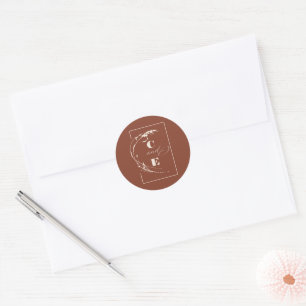 Terracotta Bröllop Monogram Modern minimalist Runt Klistermärke