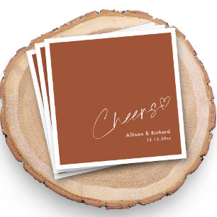 Terracotta Bröllop Napkins   Minimalistisk Cheers Pappersservett