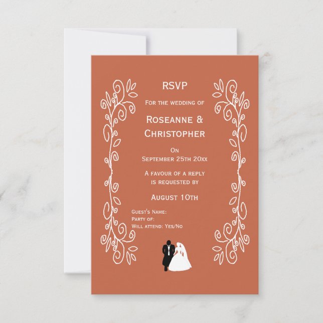 Terracotta Bröllop OSA Card Bride Groom Design Kort (Framsida)