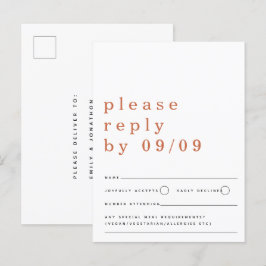 Terracotta Bröllop OSA med minimalistisk typografi Vykort