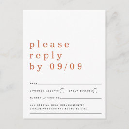 Terracotta Bröllop OSA med minimalistisk typografi Vykort