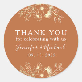 Terracotta Bröllop Tack Runt Klistermärke