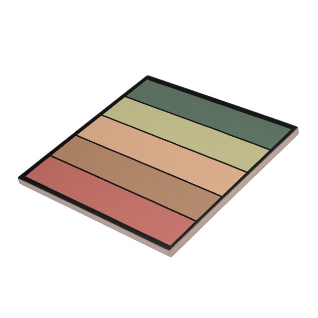 Terracotta Brown Grönt Black on Watercolor Papper Kakelplatta (Sidan)