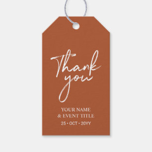 Terracotta Brush Lettering Party Favor Tack Presentetikett