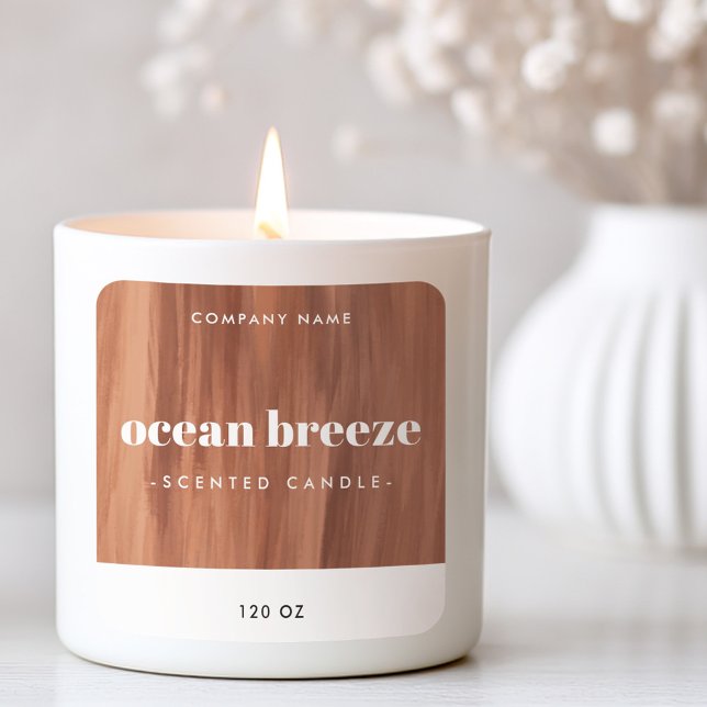 Terracotta brushstroks etikett för fyrkantiga prod (Terracotta brown brushstrokes square product label)