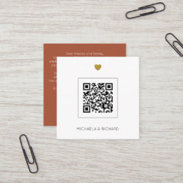 Terracotta Budget QR Code Wedding bjudande Fyrkantigt Visitkort