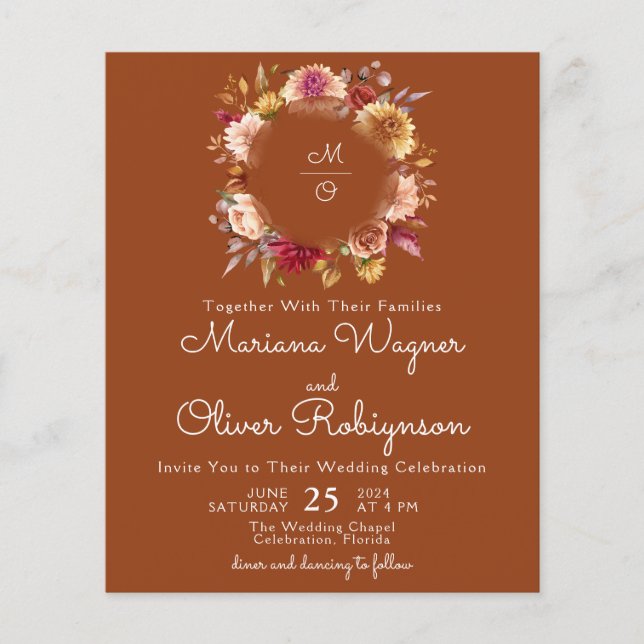 Terracotta Budget Romantic Fall Blommigt Bröllop (Framsida)