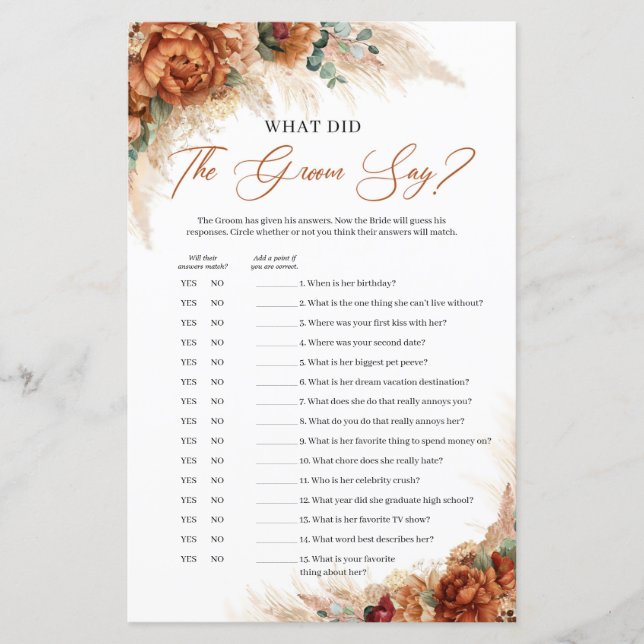 Terracotta burgundy blommigt Vad sa gruppen? (Framsida)