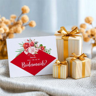 Terracotta Burgundy Blush Floral Bridesmaid Vykort