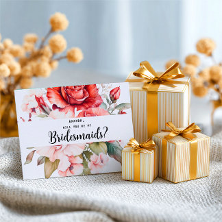 Terracotta Burgundy Blush Floral Bridesmaid Vykort