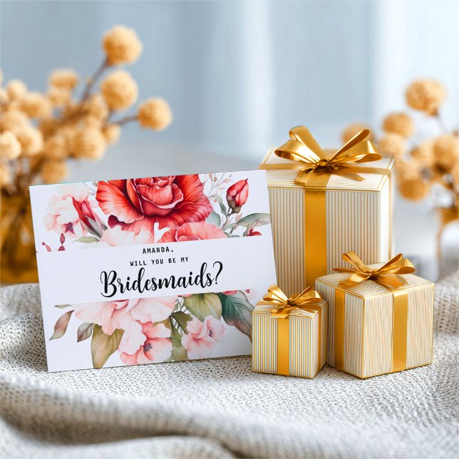 Terracotta Burgundy Blush Floral Bridesmaid Vykort (Skapare uppladdad)