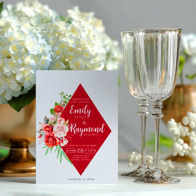 Terracotta Burgundy Blush Floral Wedding  Inbjudningar (Skapare uppladdad)