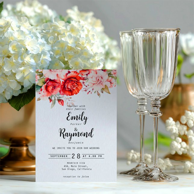 Terracotta Burgundy Blush Floral Wedding  Inbjudningar (Skapare uppladdad)