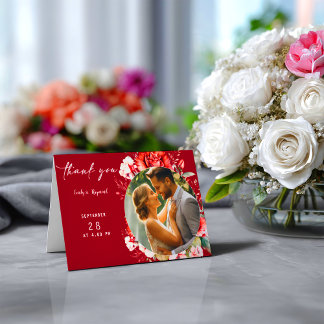 Terracotta Burgundy Blush Floral Wedding Photo Tack Kort