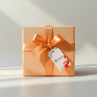 Terracotta Burgundy Blush Floral Wedding Thank You Presentetikett