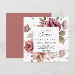 Terracotta Burgundy Fall Boho Blommigt Möhippa Inbjudningar