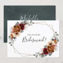 Terracotta Burgundy kommer du bli min bridesmaid Inbjudningar
