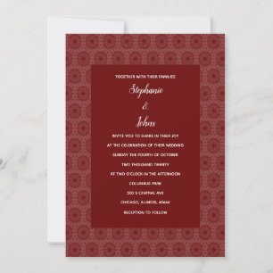 Terracotta Burgundy Red Blommigt Boho Bröllop Inbjudningar