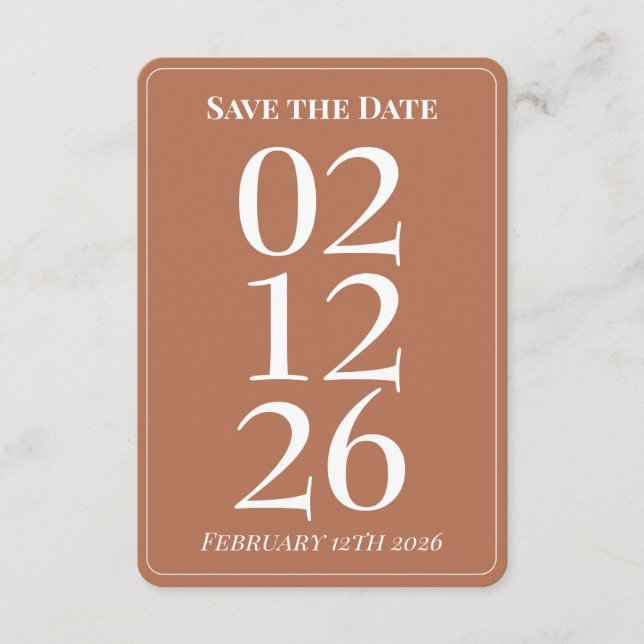 Terracotta Burn Orange Wedding Save the Date Cards Tilläggskort (Framsida)