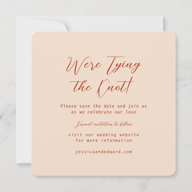 Terracotta Burnt Orange & Beige Boho Rustic Modern Spara Datumet (Baksida)