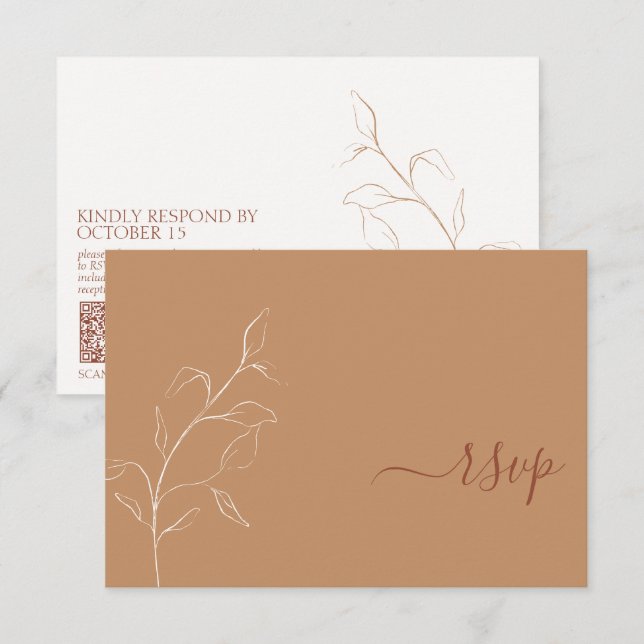 Terracotta Burnt Orange Botaniskt QR-kodens OSA Kort (Fram/baksida)