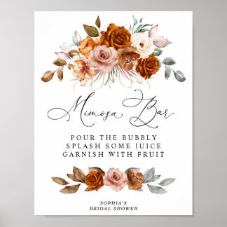 Terracotta Burnt Orange  Bridal Shower Mimosa Bar Poster