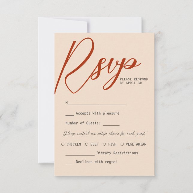 Terracotta Burnt Orange Chic OSA Calligraphy Kort (Baksida)