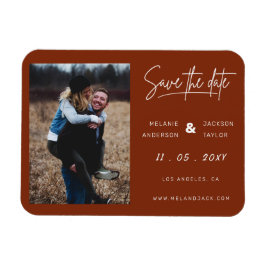 Terracotta Burnt Orange Enkel handskriven foto S Magnet