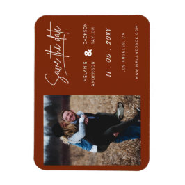 Terracotta Burnt Orange Enkel handskriven foto S Magnet