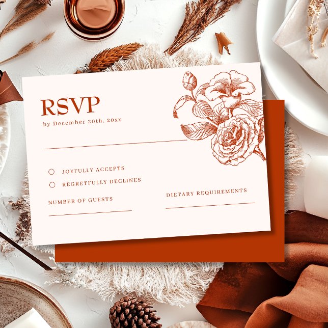 Terracotta burnt orange fall Wedding RSVP Card OSA Kort (Skapare uppladdad)