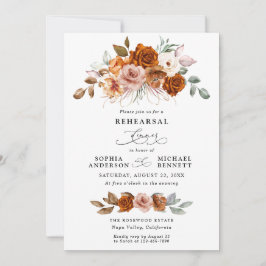 Terracotta Burnt Orange Floral Rehearsal Dinner Inbjudningar