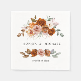 Terracotta Burnt Orange Floral Wedding Pappersservett