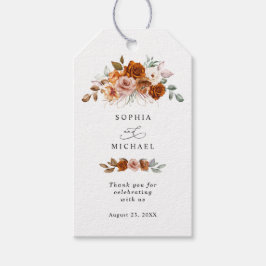 Terracotta Burnt Orange Floral Wedding Presentetikett
