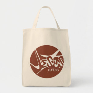 Terracotta Burnt Orange Jesus Saves Graffiti Tygkasse